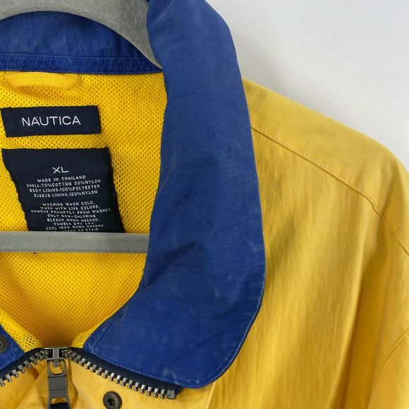 VTG Nautica Mens Jacket XL Bright Yellow Blue Zip - Picture 7 of 7